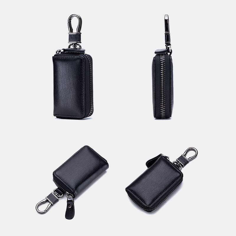 Mężczyźni Prawdziwej Skóry Retro Mini Key Case Torba Duża Pojemność Moda Car Key Brelok Portfel