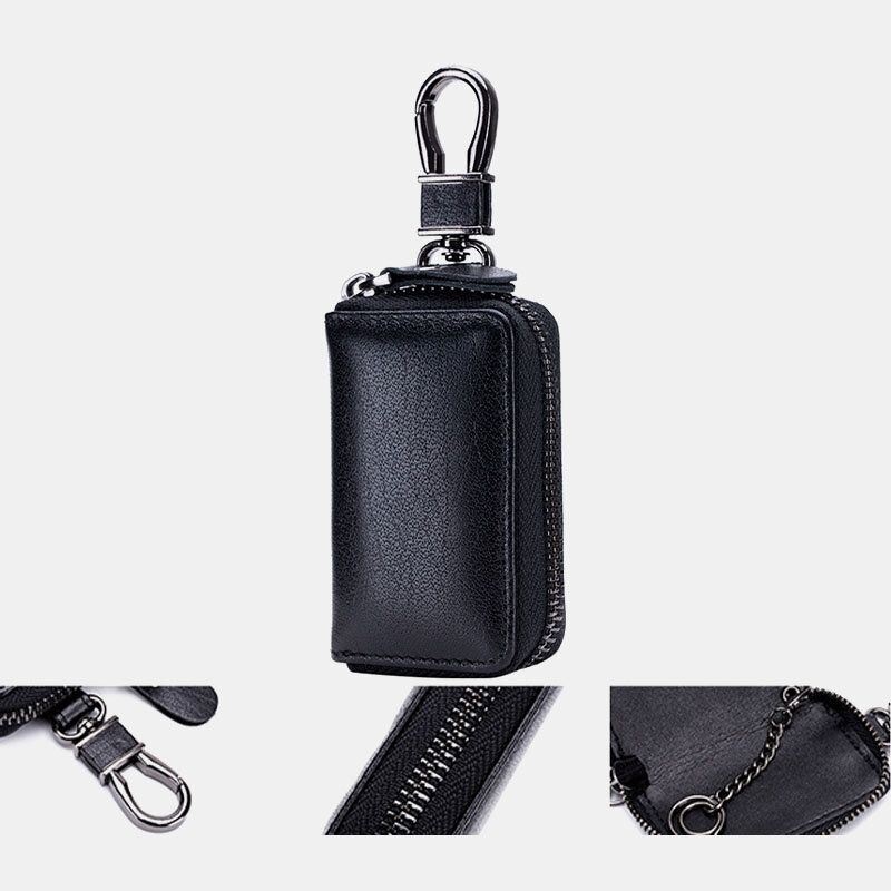 Mężczyźni Prawdziwej Skóry Retro Mini Key Case Torba Duża Pojemność Moda Car Key Brelok Portfel