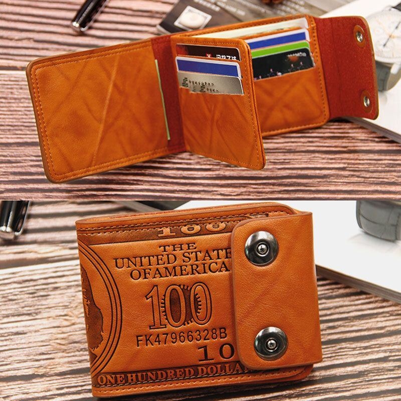 Mężczyźni Pu Leather Dollar Wzór Bifold Sort Multi-card Slot Card Holder Coin Purse Wallet