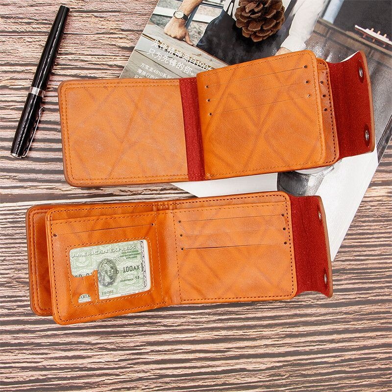 Mężczyźni Pu Leather Dollar Wzór Bifold Sort Multi-card Slot Card Holder Coin Purse Wallet