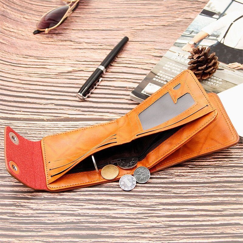 Mężczyźni Pu Leather Dollar Wzór Bifold Sort Multi-card Slot Card Holder Coin Purse Wallet