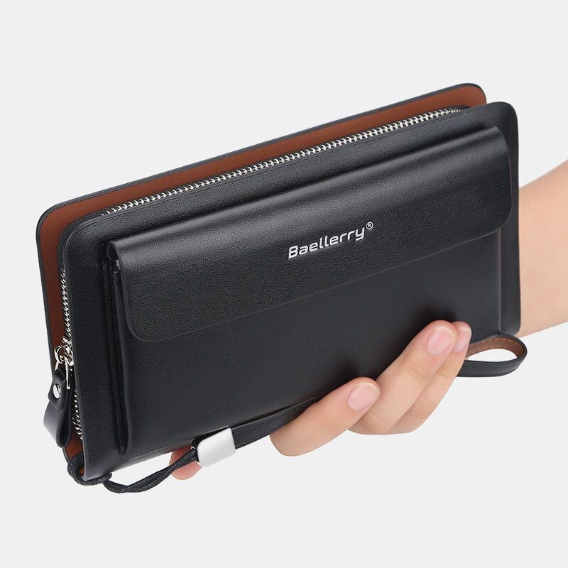 Mężczyźni Pu Leather Duża Pojemność Multi-card Slot Dorywczo Uchwyt Do Przenoszenia Sprzęgła Torba Portfel Z Uchwytem Na Karty