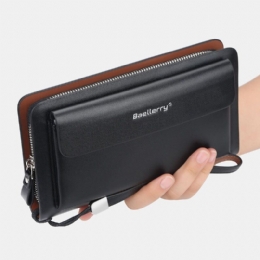 Mężczyźni Pu Leather Duża Pojemność Multi-card Slot Dorywczo Uchwyt Do Przenoszenia Sprzęgła Torba Portfel Z Uchwytem Na Karty