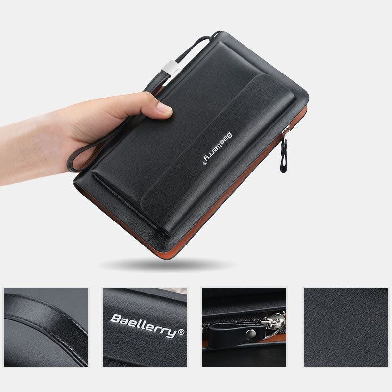 Mężczyźni Pu Leather Duża Pojemność Multi-card Slot Dorywczo Uchwyt Do Przenoszenia Sprzęgła Torba Portfel Z Uchwytem Na Karty