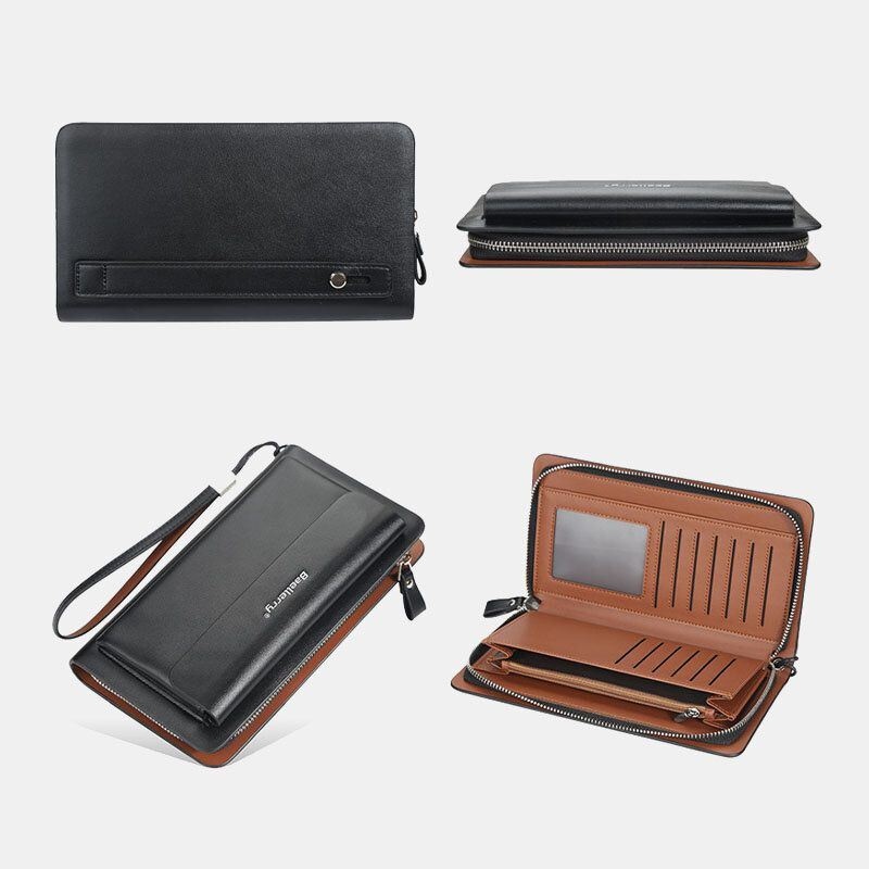 Mężczyźni Pu Leather Duża Pojemność Multi-card Slot Dorywczo Uchwyt Do Przenoszenia Sprzęgła Torba Portfel Z Uchwytem Na Karty