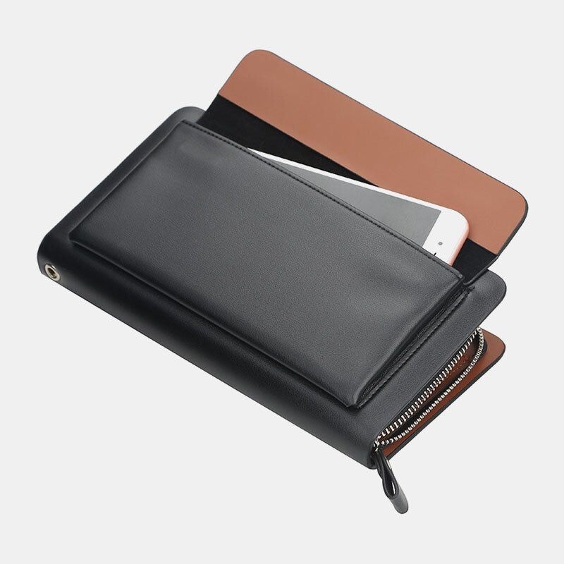 Mężczyźni Pu Leather Duża Pojemność Multi-card Slot Dorywczo Uchwyt Do Przenoszenia Sprzęgła Torba Portfel Z Uchwytem Na Karty