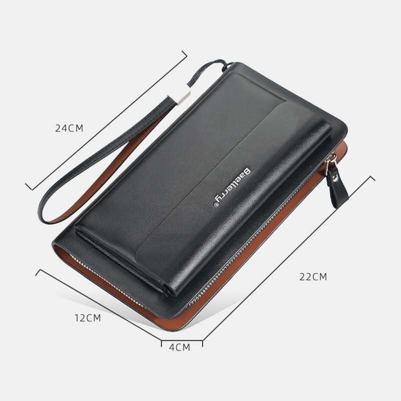 Mężczyźni Pu Leather Duża Pojemność Multi-card Slot Dorywczo Uchwyt Do Przenoszenia Sprzęgła Torba Portfel Z Uchwytem Na Karty