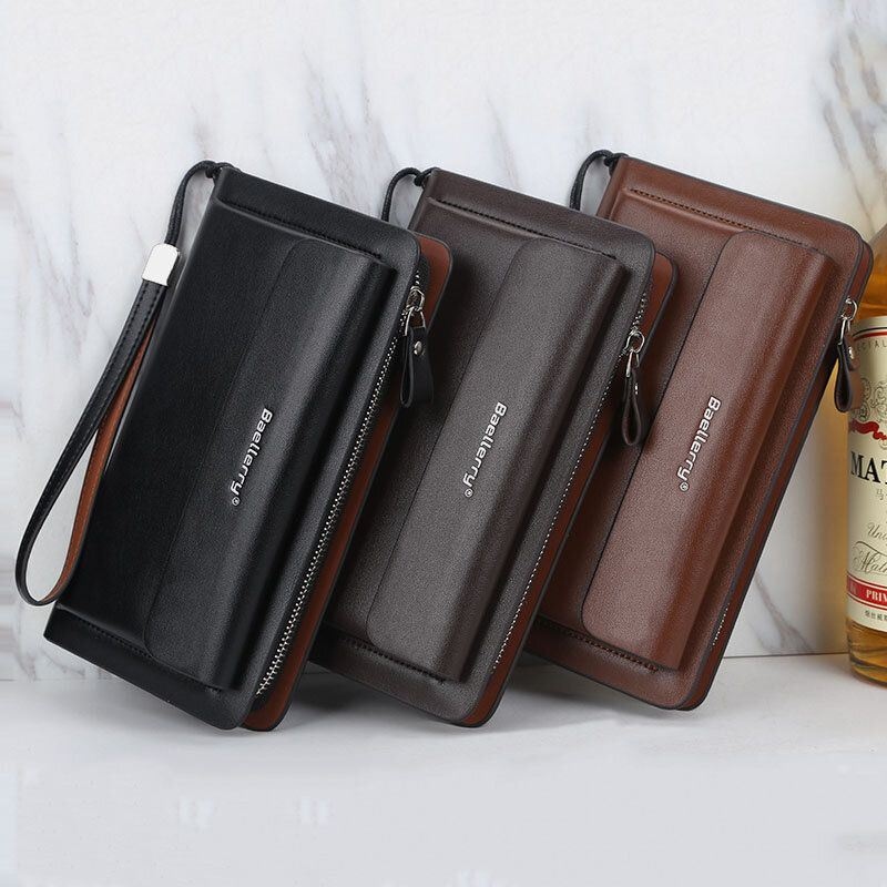 Mężczyźni Pu Leather Duża Pojemność Multi-card Slot Dorywczo Uchwyt Do Przenoszenia Sprzęgła Torba Portfel Z Uchwytem Na Karty