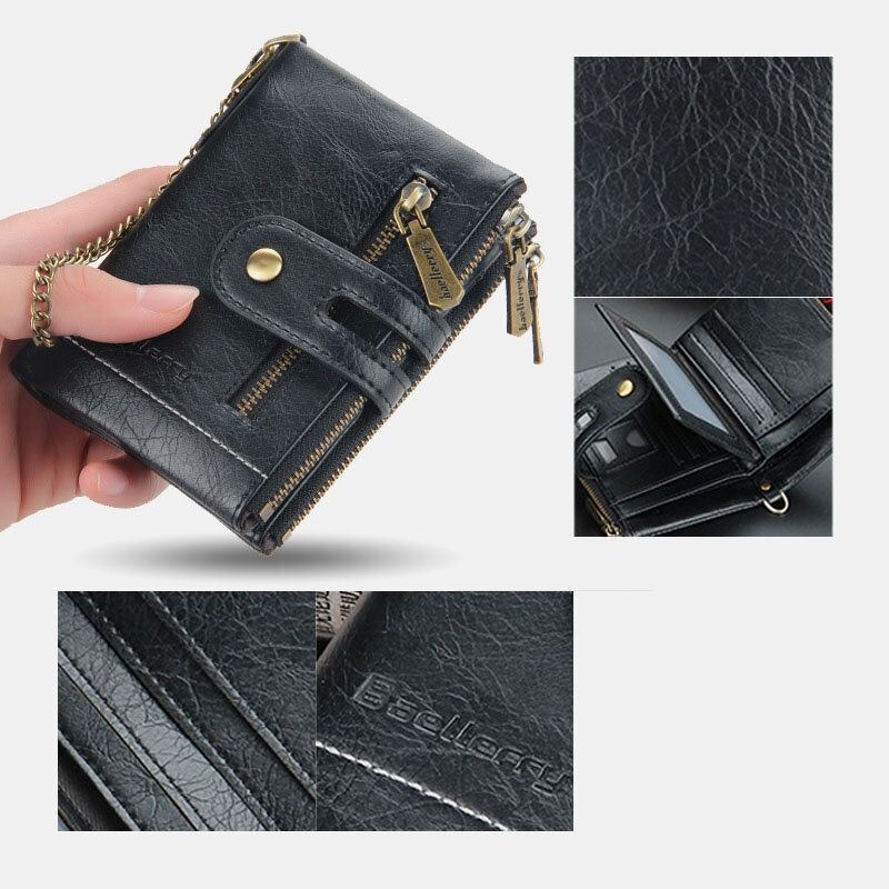 Mężczyźni Pu Leather Long Bifold Multi-card Slot Card Holder Podwójny Zamek Portmonetka Portfel Na Pieniądze