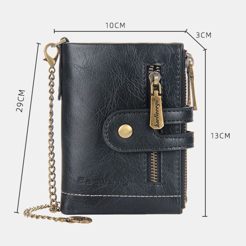 Mężczyźni Pu Leather Long Bifold Multi-card Slot Card Holder Podwójny Zamek Portmonetka Portfel Na Pieniądze