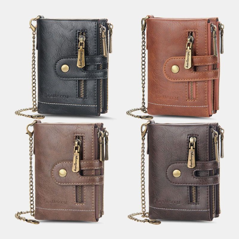 Mężczyźni Pu Leather Long Bifold Multi-card Slot Card Holder Podwójny Zamek Portmonetka Portfel Na Pieniądze