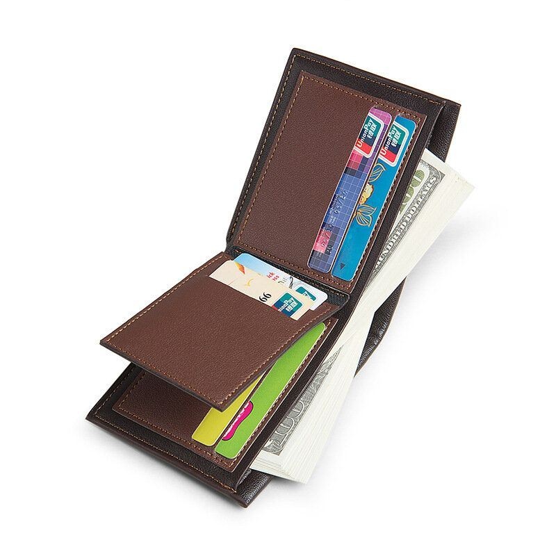 Mężczyźni Pu Leather Retro Casual Wytłaczany Wzór W Kratę Multi Card Slot Trifold Card Holder Portfel