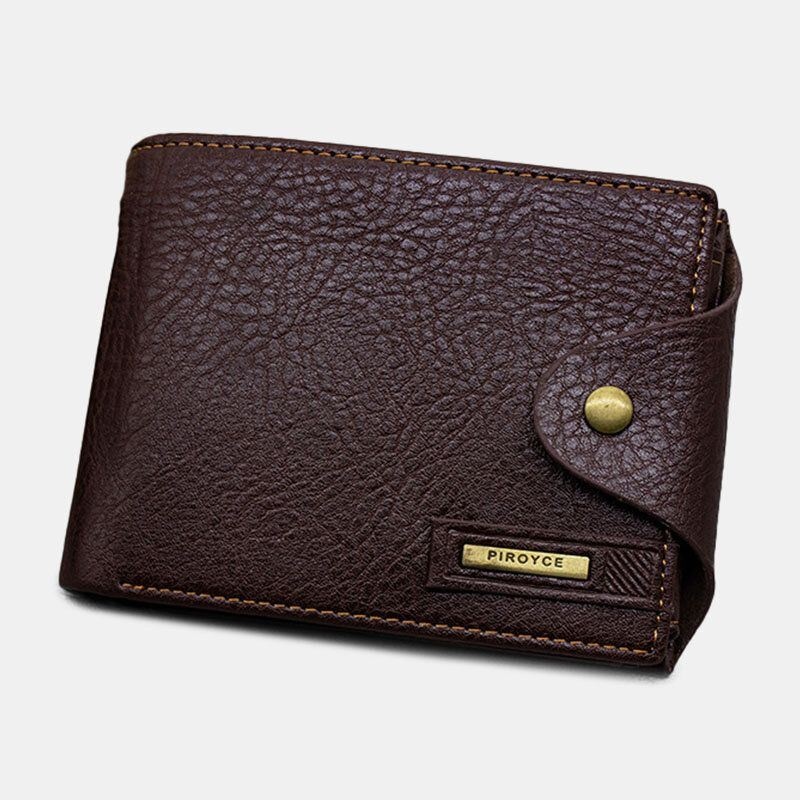 Mężczyźni Pu Leather Trifold Klamka Duża Pojemność Retro Casual Card Holder Portfel Na Monety