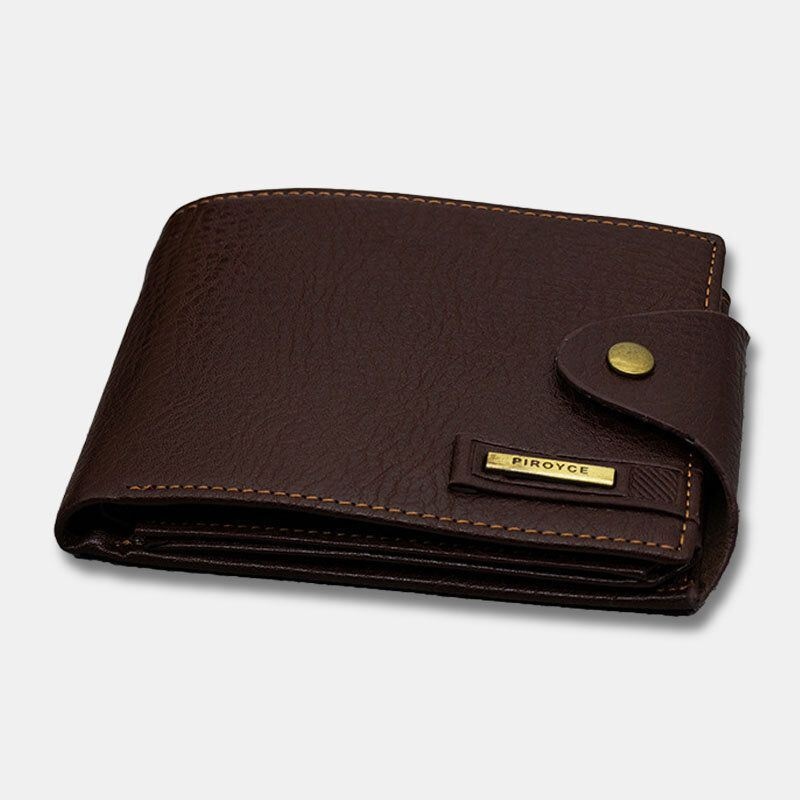 Mężczyźni Pu Leather Trifold Klamka Duża Pojemność Retro Casual Card Holder Portfel Na Monety