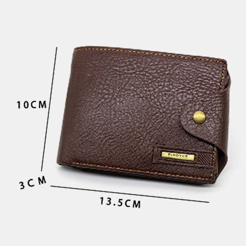 Mężczyźni Pu Leather Trifold Klamka Duża Pojemność Retro Casual Card Holder Portfel Na Monety