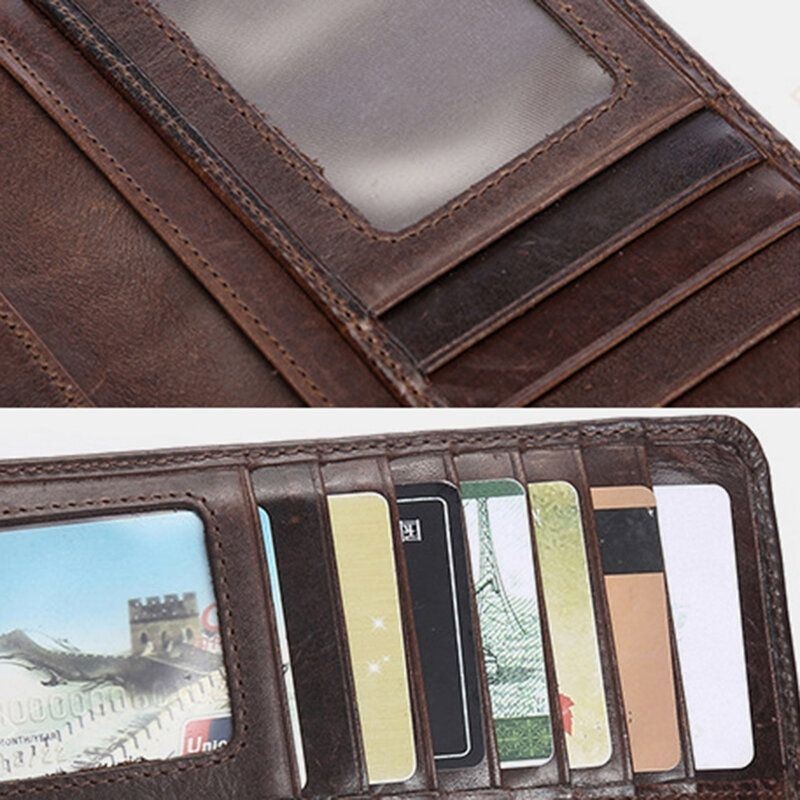 Mężczyźni Retro Długi Bifold Portfel Z Prawdziwej Skóry Na Co Dzień 12 Etui Na Karty Etui Na Karty Klip Na Pieniądze Kopertówka