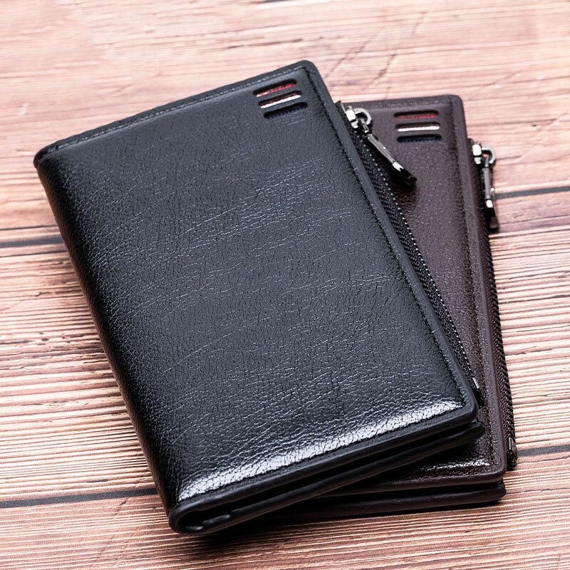 Męska Faux Leather Retro Business Multi-slot Hand Carry Card Holder Portfel Sprzęgła Portmonetka