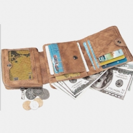 Męska Skóra Bydlęca Trifold Short Multi-card Slot Card Case Money Clip Portfele Na Prawo Jazdy