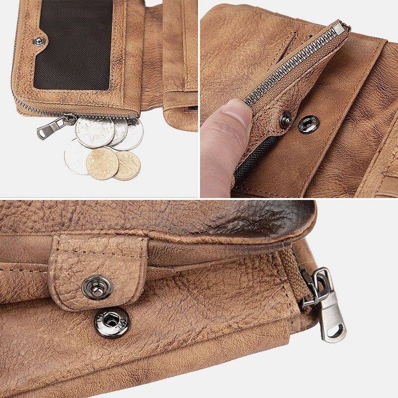 Męska Skóra Bydlęca Trifold Short Multi-card Slot Card Case Money Clip Portfele Na Prawo Jazdy