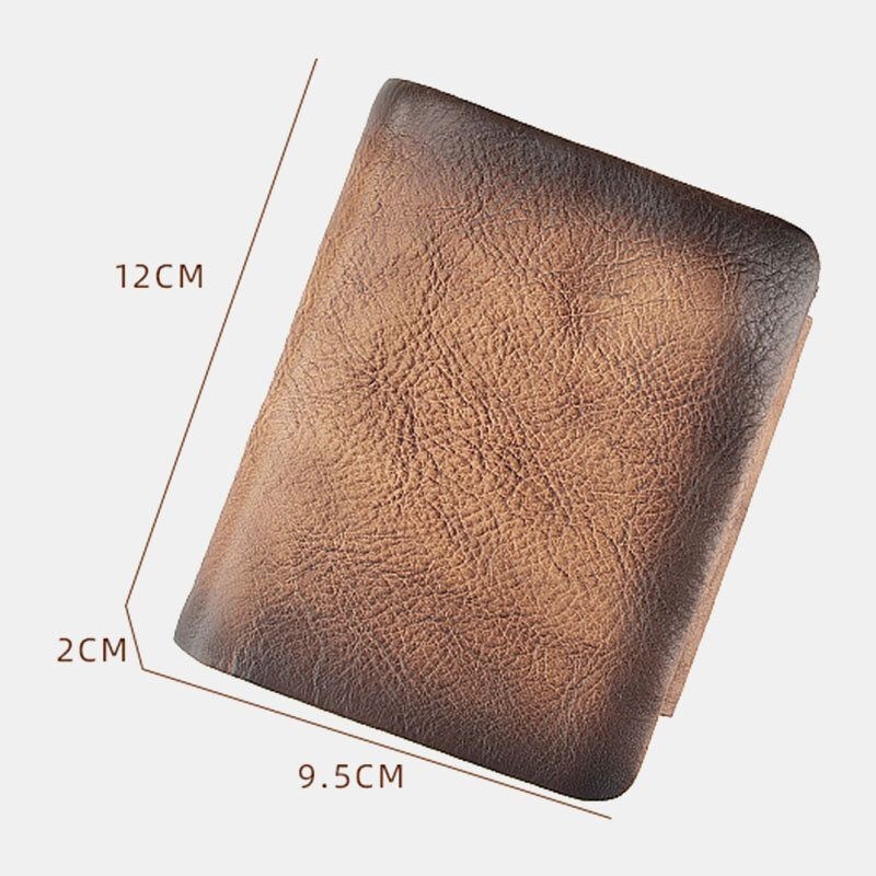 Męska Skóra Bydlęca Trifold Short Multi-card Slot Card Case Money Clip Portfele Na Prawo Jazdy