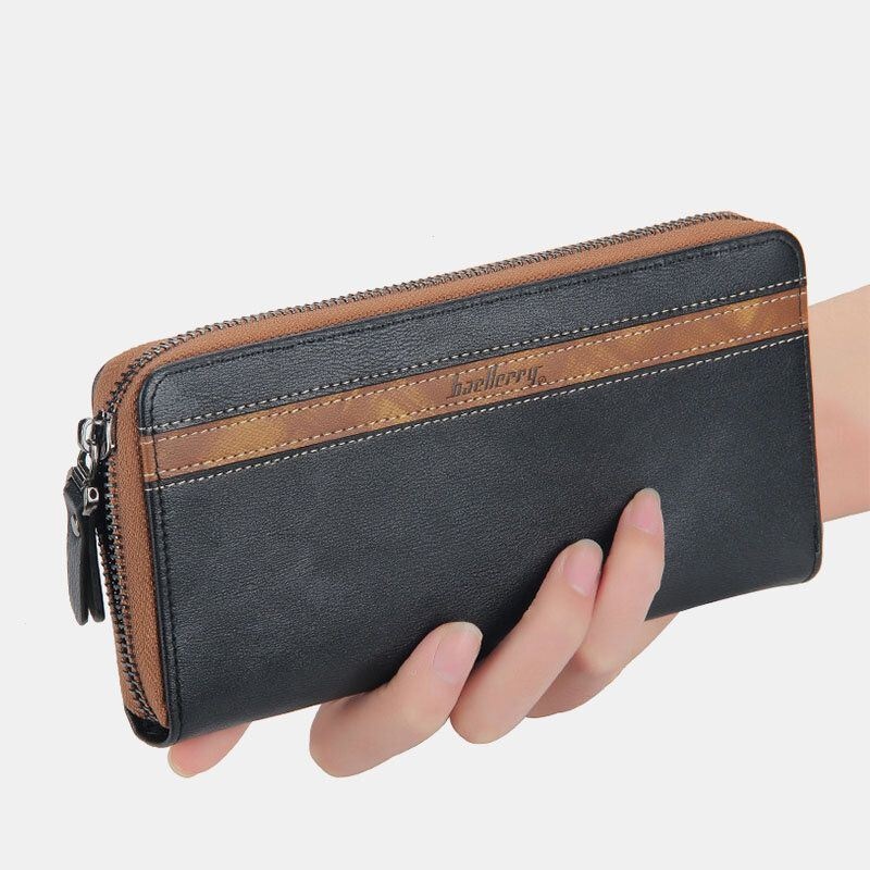 Męska Unisex Faux Leather Wielofunkcyjny Zamek Błyskawiczny 6.3 Cal Torba Na Telefon Portfel Kopertówka Z Wieloma Gniazdami Portfel Na Karty