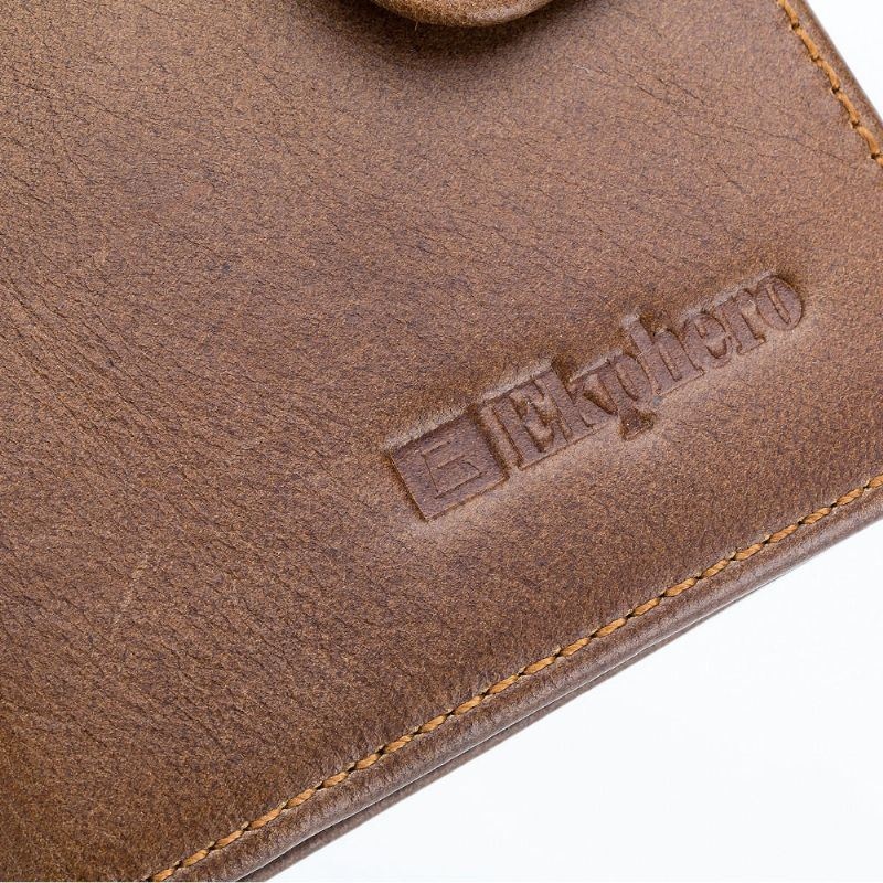 Męski Bifold Krótki Portfel Vintage Prawdziwej Skóry Multi-card Slot Card Holder Hasp Coin Bag