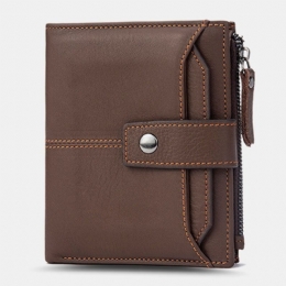 Męski Krótki Portfel Blokujący Bifold Retro Casual Multi-card Slot Card Holder Portfel Na Prawo Jazdy Ze Skóry Bydlęcej