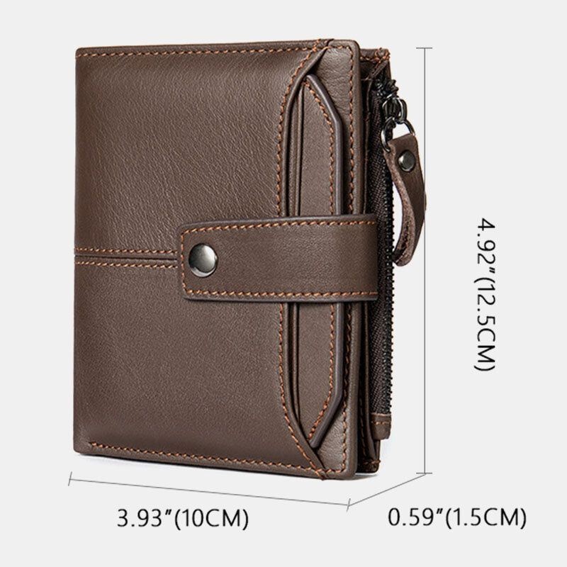 Męski Krótki Portfel Blokujący Bifold Retro Casual Multi-card Slot Card Holder Portfel Na Prawo Jazdy Ze Skóry Bydlęcej