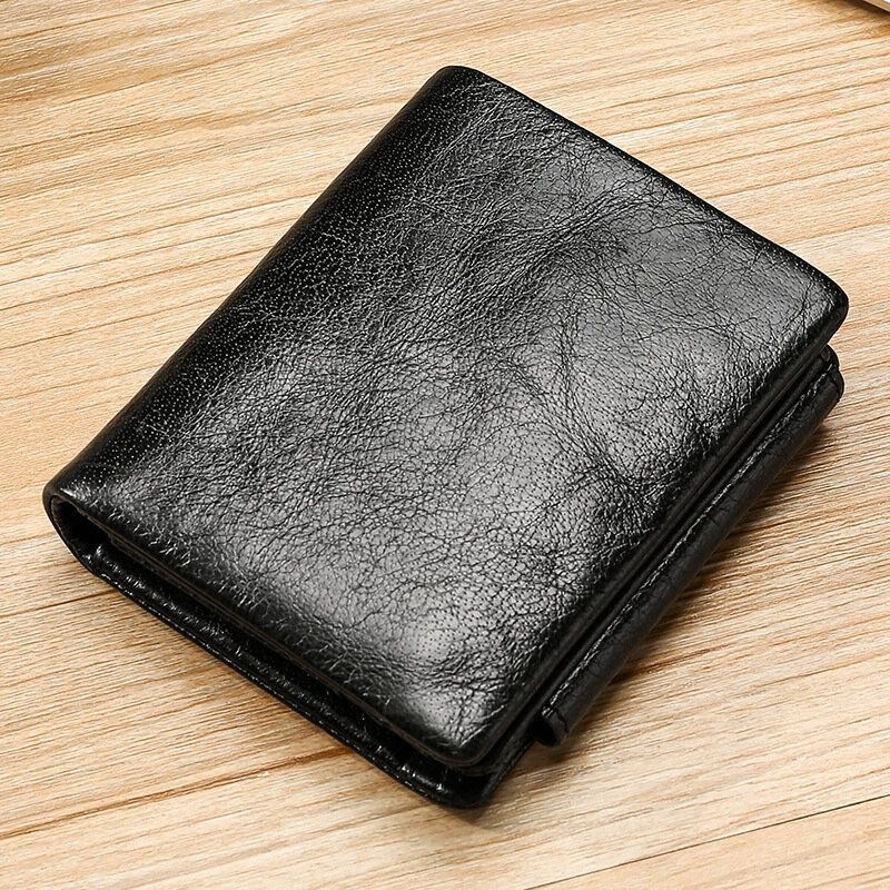 Męski Portfel Z Prawdziwej Skóry Retro Trifold Multi Card Slot Casual Card Holder Wallet