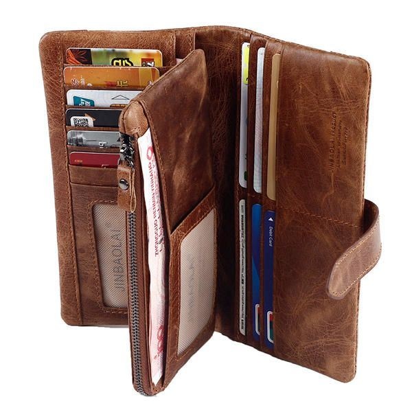 Męski Portfel Z Prawdziwej Skóry Vintage Multicard Slots Card Holder Purse