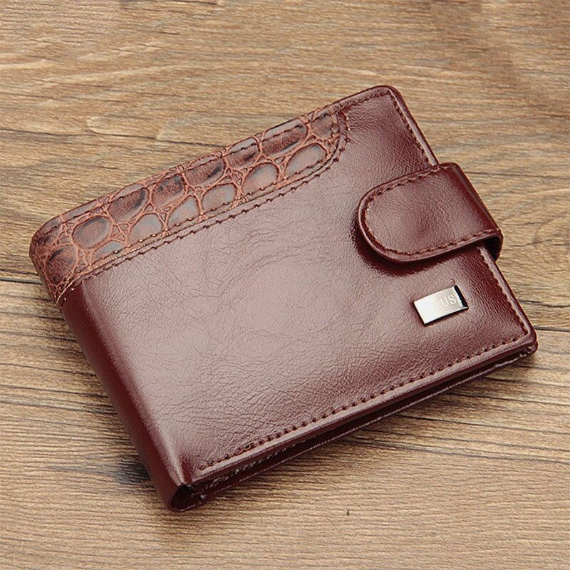 Portfel Męski Ze Sztucznej Skóry W Kontrastowym Kolorze Retro Business Fashion Card Holder