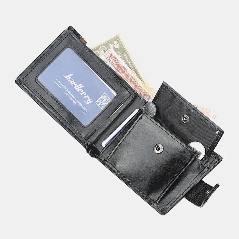 Portfel Męski Ze Sztucznej Skóry W Kontrastowym Kolorze Retro Business Fashion Card Holder