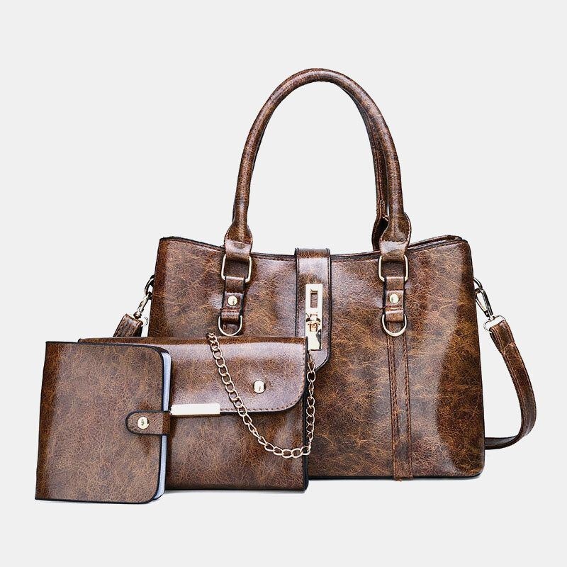 3 Szt. Kobiet Na Co Dzień O Dużej Pojemności Vintage Wielofunkcyjna Torebka Crossbody Bag