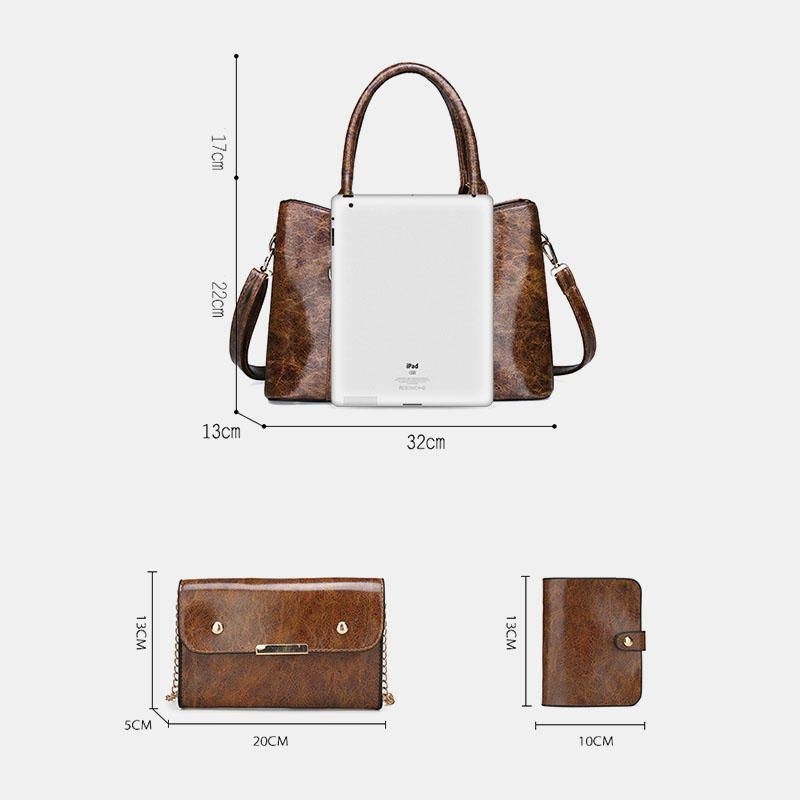 3 Szt. Kobiet Na Co Dzień O Dużej Pojemności Vintage Wielofunkcyjna Torebka Crossbody Bag