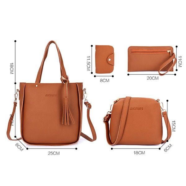 4 Szt. Męskie Torebki Damskie Ze Skóry Pu Tassel Leisure Crossbody Bag Solidna Torba Na Ramię