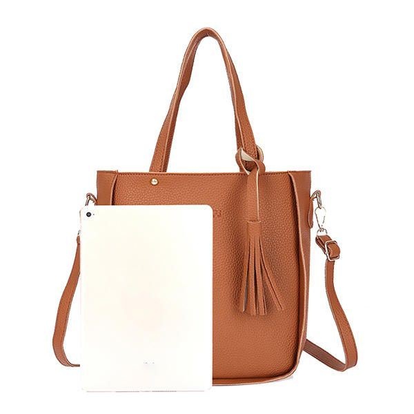 4 Szt. Męskie Torebki Damskie Ze Skóry Pu Tassel Leisure Crossbody Bag Solidna Torba Na Ramię