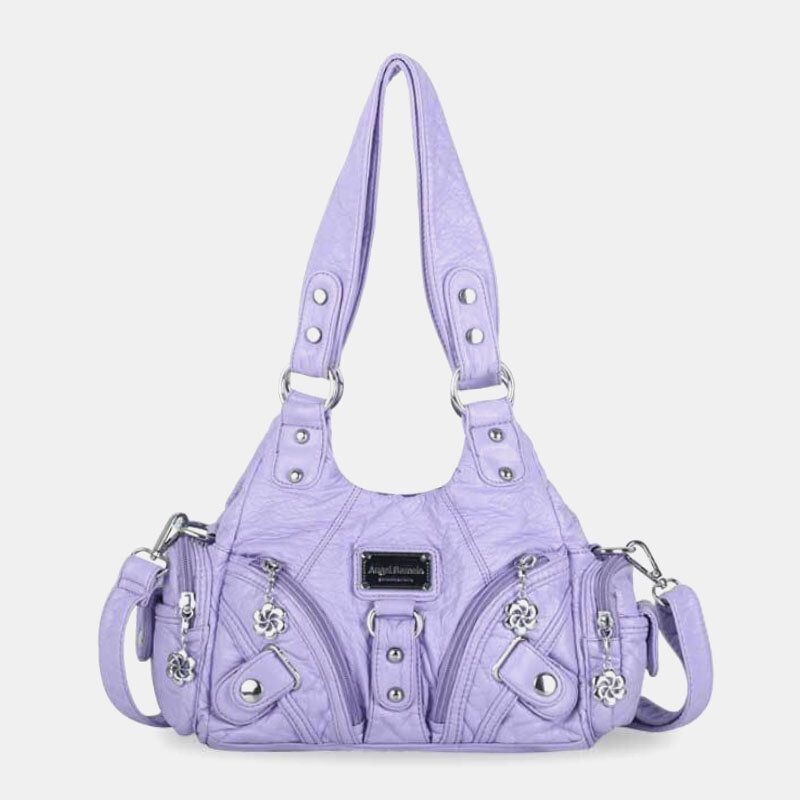 Angel Kiss Women Pu Leather Vintage Z Wieloma Kieszeniami Cabrio Anti-theft Crossbody Torba Na Ramię Torebka