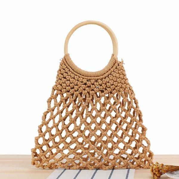 Casual Fabric Net Beach Bag Solidna Torebka Dla Kobiet