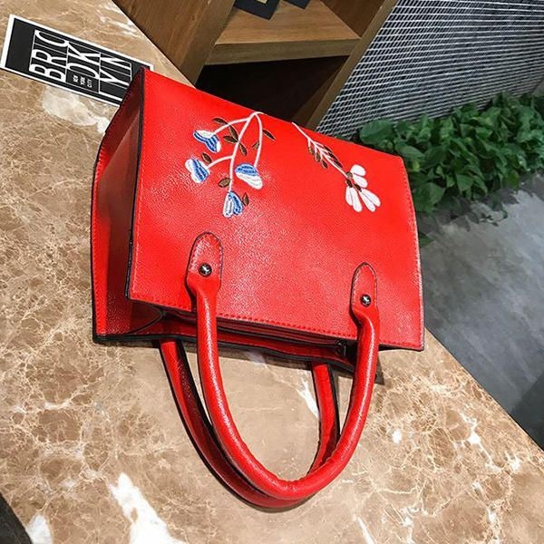 Damska Torebka Na Ramię Z Haftem Rozrywka Pu Crossbody Bag