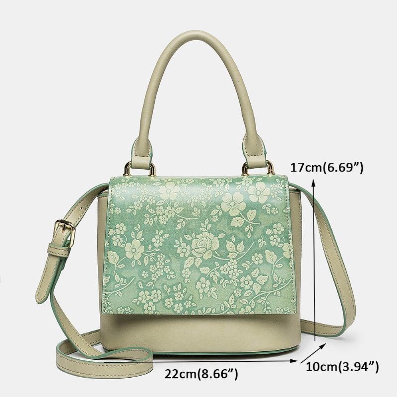 Damska Torebka W Stylu Vintage Z Prawdziwej Skóry W Kwiaty Torebka Crossbody Torba Na Ramię