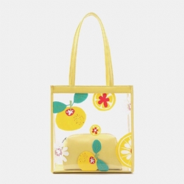 Kobiety 2 Szt. Wodoodporny Przezroczysty Nadruk Fruit Pvc Multi-carry Torebka Tote