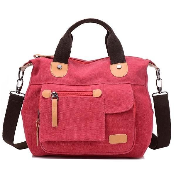 Kobiety Canvas Casual Duża Pojemność Funkcjonalna Torebka Z Wieloma Kieszeniami Torba Na Ramię Crossbody Bag