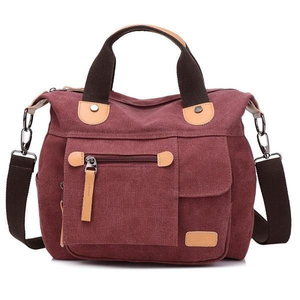 Kobiety Canvas Casual Duża Pojemność Funkcjonalna Torebka Z Wieloma Kieszeniami Torba Na Ramię Crossbody Bag