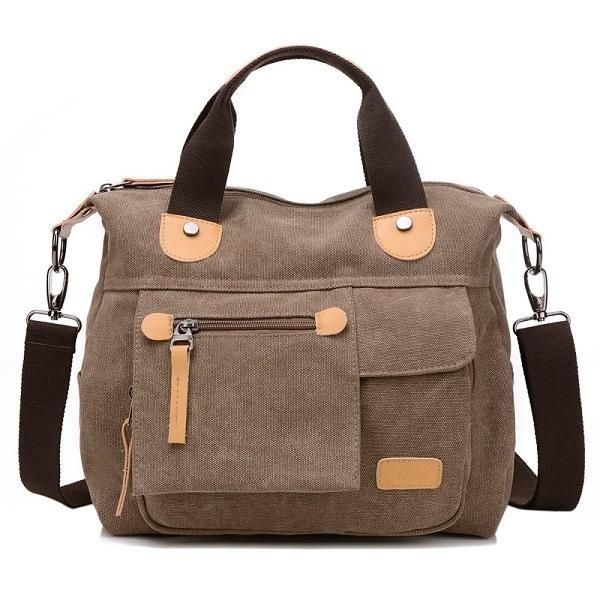 Kobiety Canvas Casual Duża Pojemność Funkcjonalna Torebka Z Wieloma Kieszeniami Torba Na Ramię Crossbody Bag