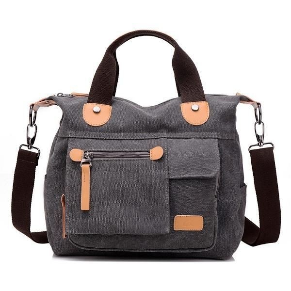 Kobiety Canvas Casual Duża Pojemność Funkcjonalna Torebka Z Wieloma Kieszeniami Torba Na Ramię Crossbody Bag