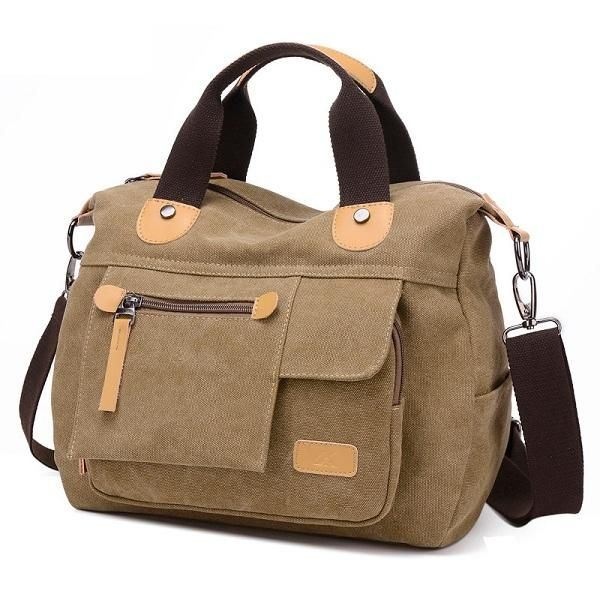 Kobiety Canvas Casual Duża Pojemność Funkcjonalna Torebka Z Wieloma Kieszeniami Torba Na Ramię Crossbody Bag