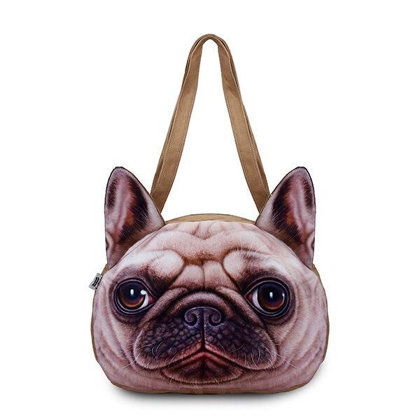 Kobiety Cute Dog Head Torby Na Ramię Casual 3d Animal Print Torebki Torby Na Zakupy