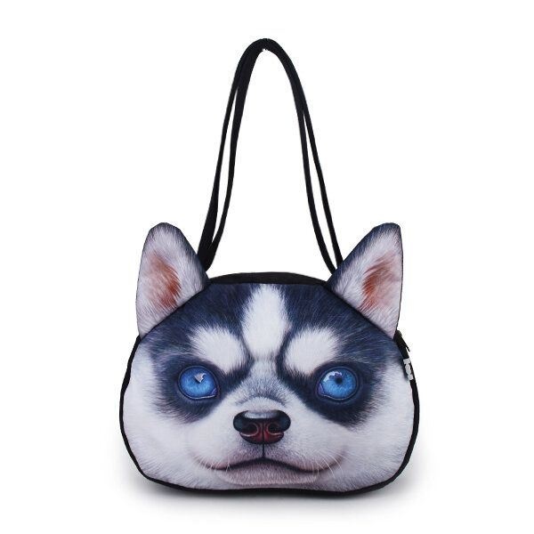 Kobiety Cute Dog Head Torby Na Ramię Casual 3d Animal Print Torebki Torby Na Zakupy