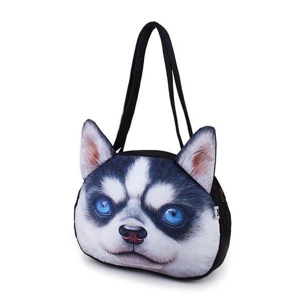 Kobiety Cute Dog Head Torby Na Ramię Casual 3d Animal Print Torebki Torby Na Zakupy