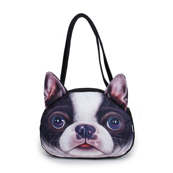 Kobiety Cute Dog Head Torby Na Ramię Casual 3d Animal Print Torebki Torby Na Zakupy